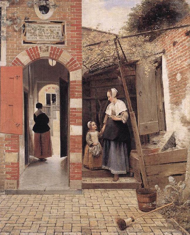 HOOCH, Pieter de The Courtyard of a House in Delft dg Spain oil painting art